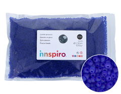Z14056 Rocaille de verre ronde glace bleu fort 2 3mm 500gr Sachet Innspiro - Article