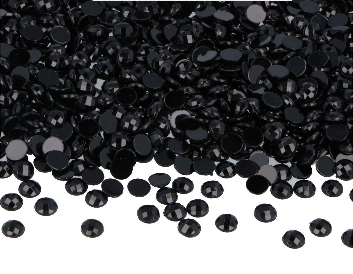 Z2000606 Gemmes decoratives acryliques cercle noir opaque 6mm 5000u Innspiro