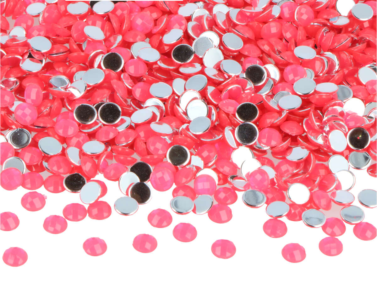 Z2000608 Gemas decorativas acrilicas circulo rosa fluor 6mm 5000u Aprox Innspiro