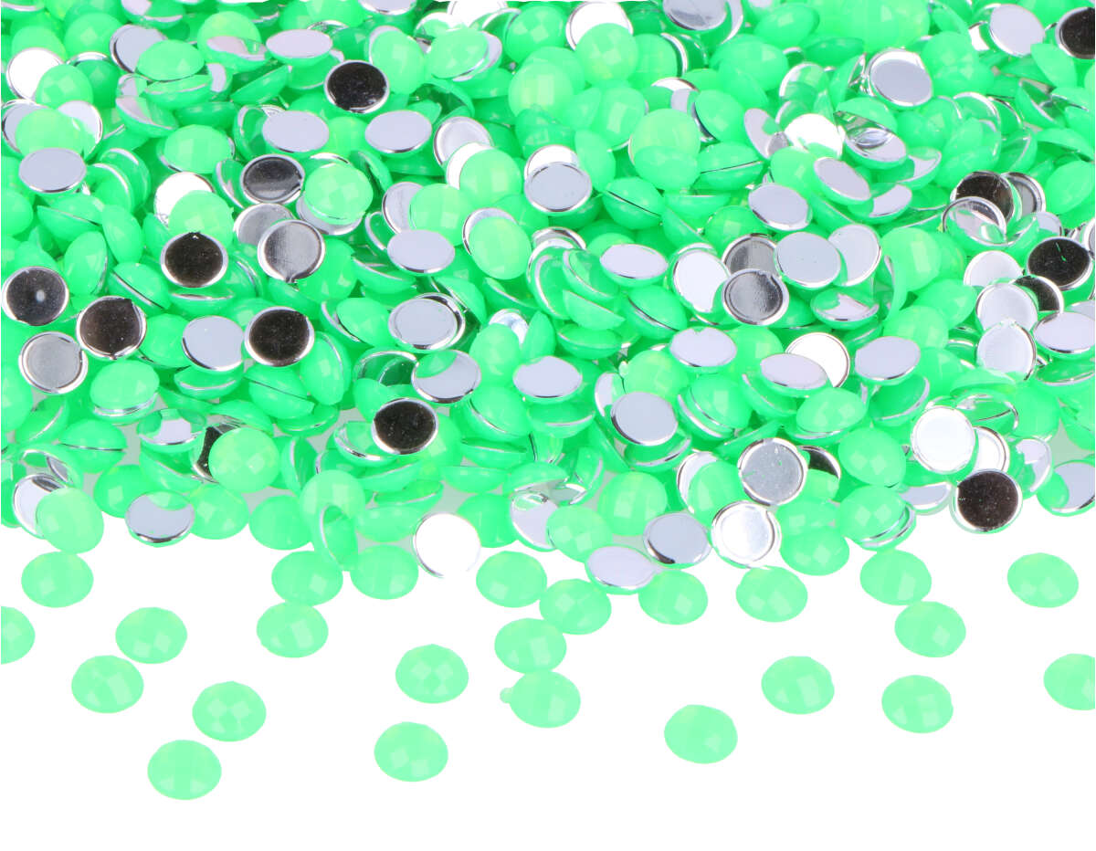 Z2000609 Gemas decorativas acrilicas circulo verde fluor 6mm 5000u Aprox Innspiro