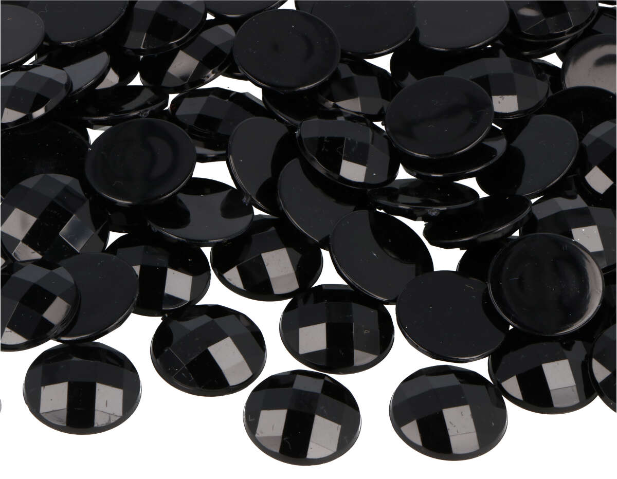 Z2001806 Gemmes decoratives acryliques cercle noir opaque 18mm 200u Innspiro