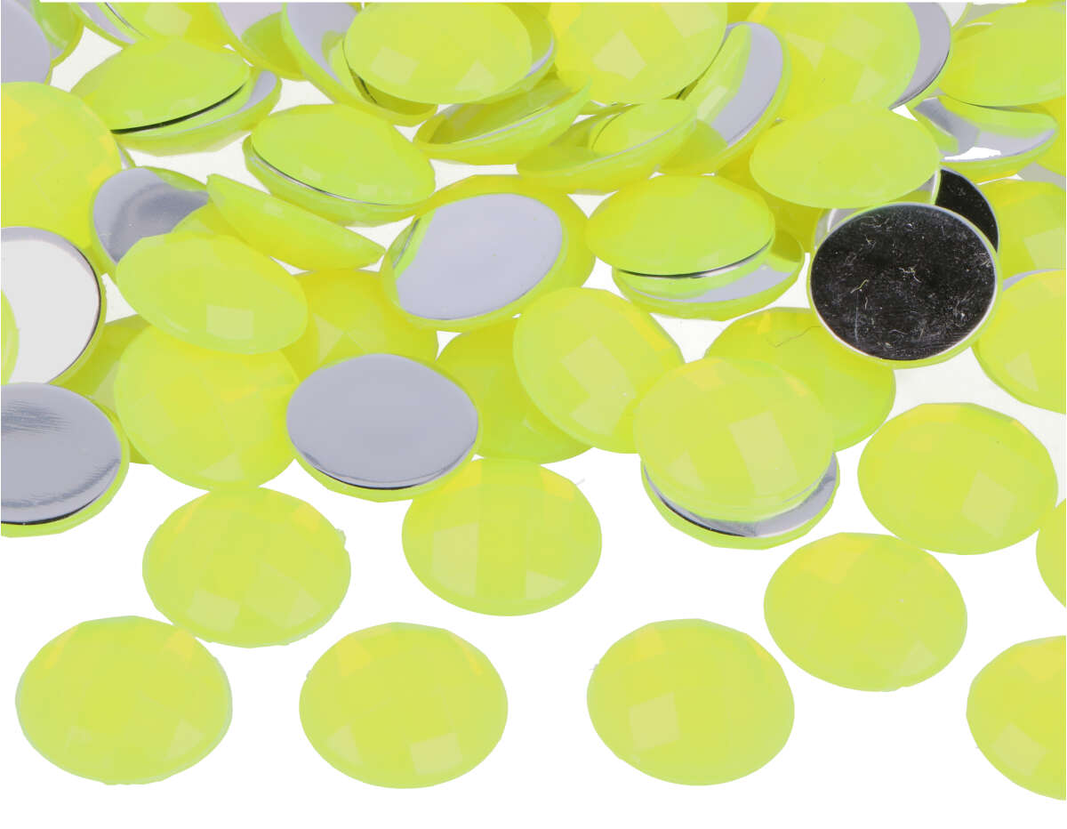 Z2001807 Gemmes decoratives acryliques cercle jaune fluor 18mm 200u Innspiro