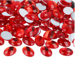 Z2101801 Gemas decorativas acrilicas oval rojo 13x18mm 500u Aprox Innspiro - Ítem