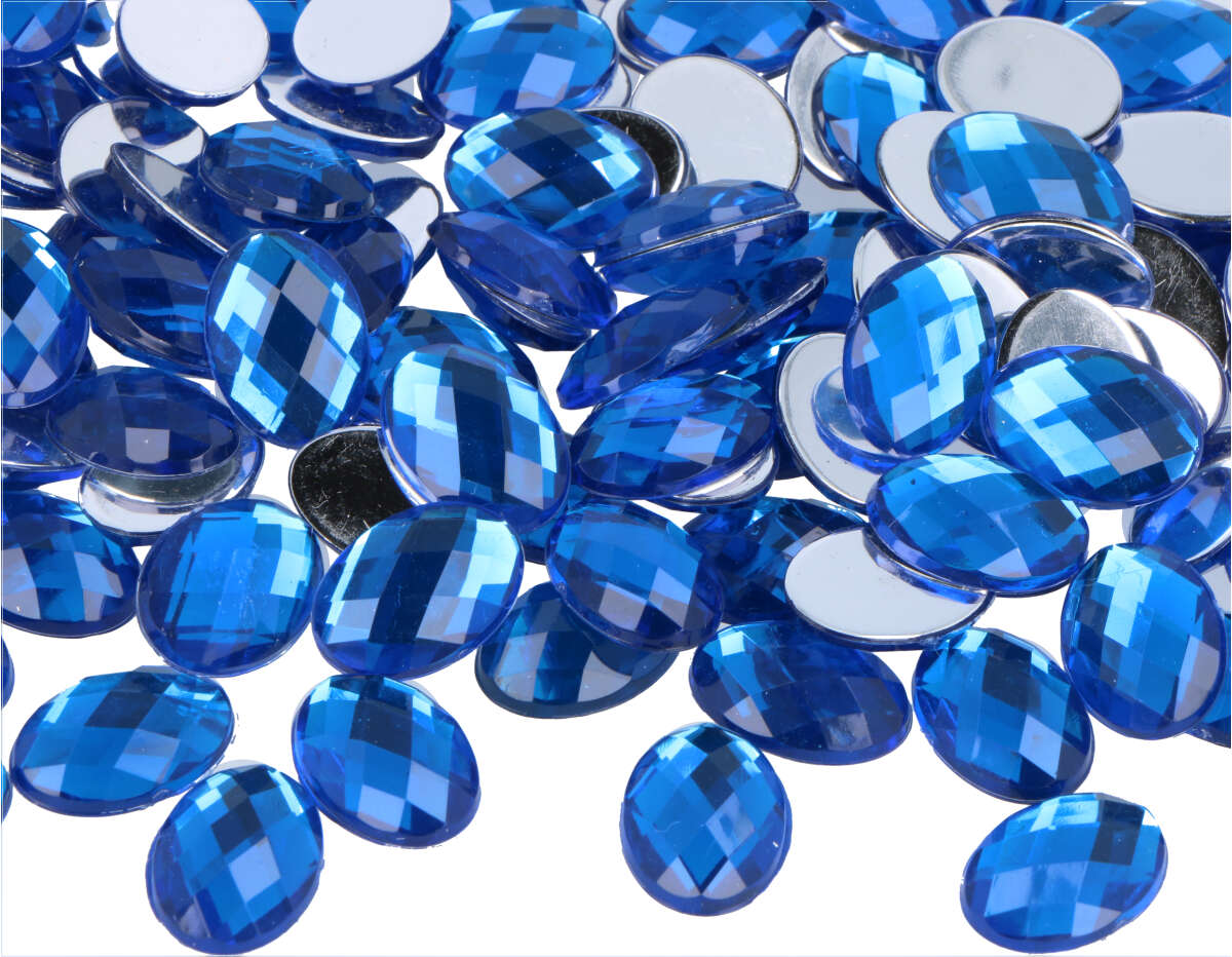 Z2101804 Gemas decorativas acrilicas oval azul 13x18mm 500u Aprox Innspiro