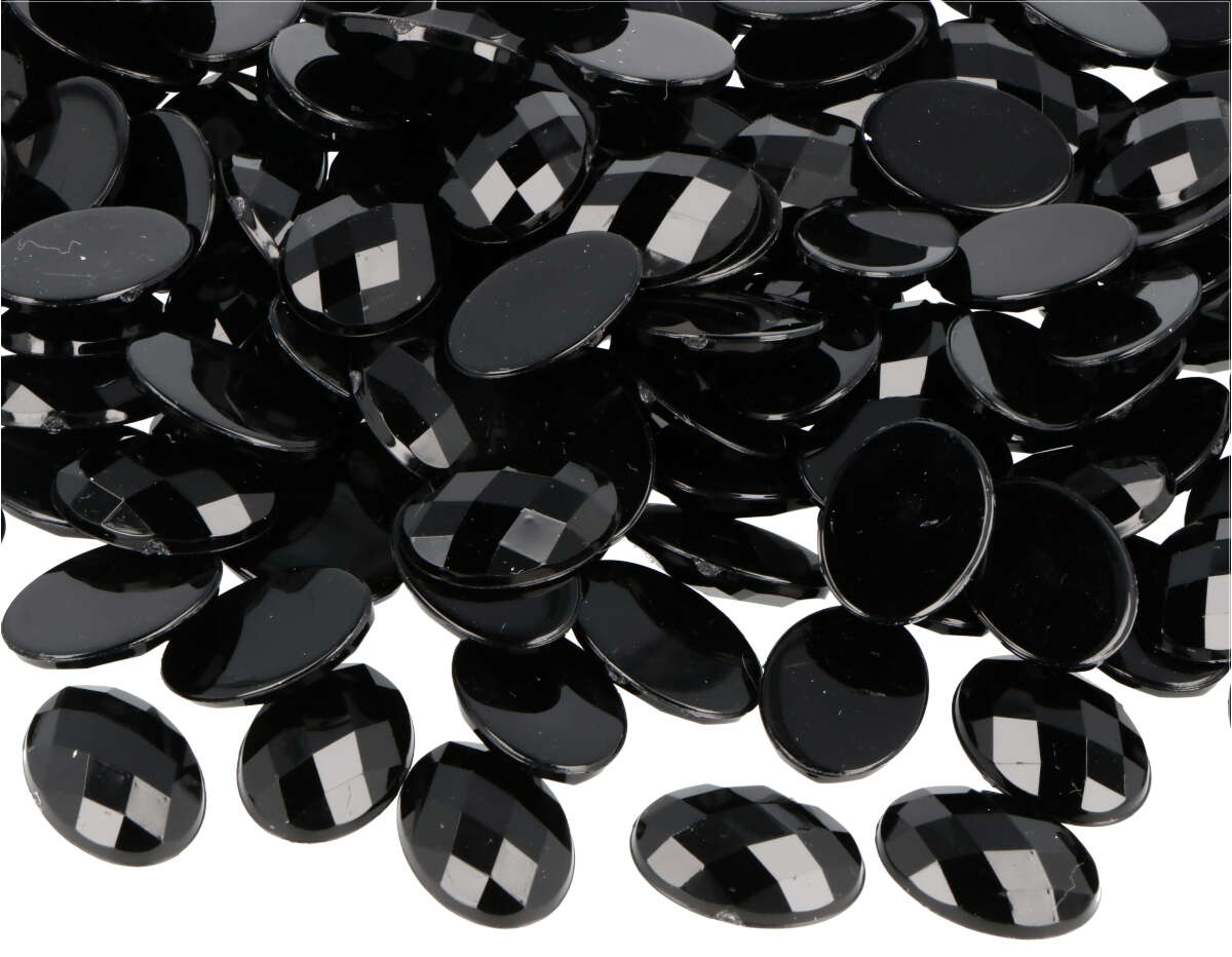 Z2101806 Gemas decorativas acrilicas oval negro opaco 13x18mm 500u Aprox Innspiro