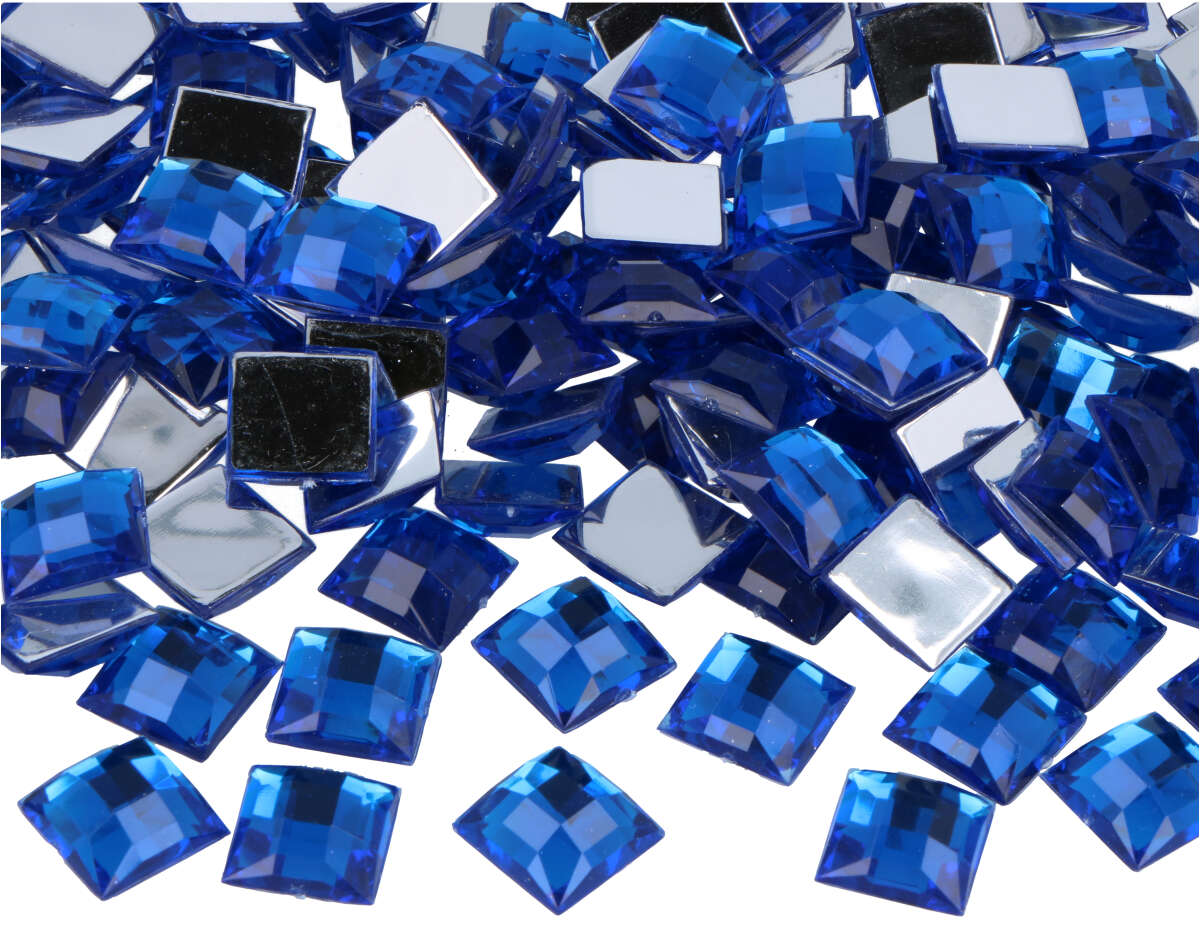 Z2151204 Gemas decorativas acrilicas cuadrado azul 12x12mm 500u Aprox Innspiro