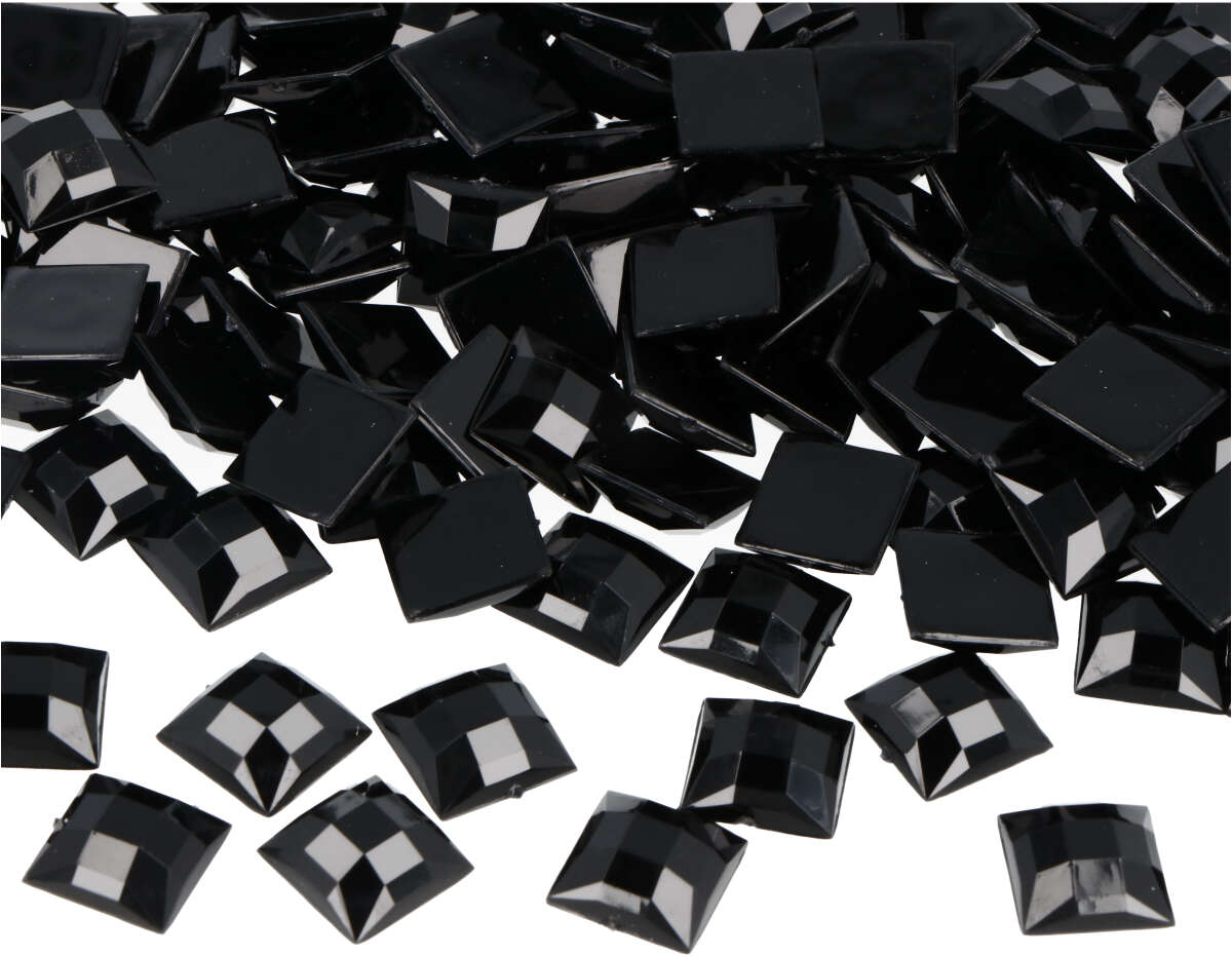 Z2151206 Gemas decorativas acrilicas cuadrado negro opaco 12x12mm 500u Aprox Innspiro