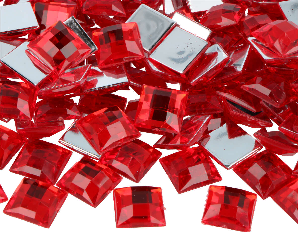 Z2151601 Gemas decorativas acrilicas cuadrado rojo 16x16mm 500u Aprox Innspiro