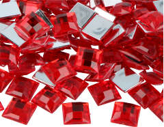 Z2151601 Gemas decorativas acrilicas cuadrado rojo 16x16mm 500u Aprox Innspiro - Ítem
