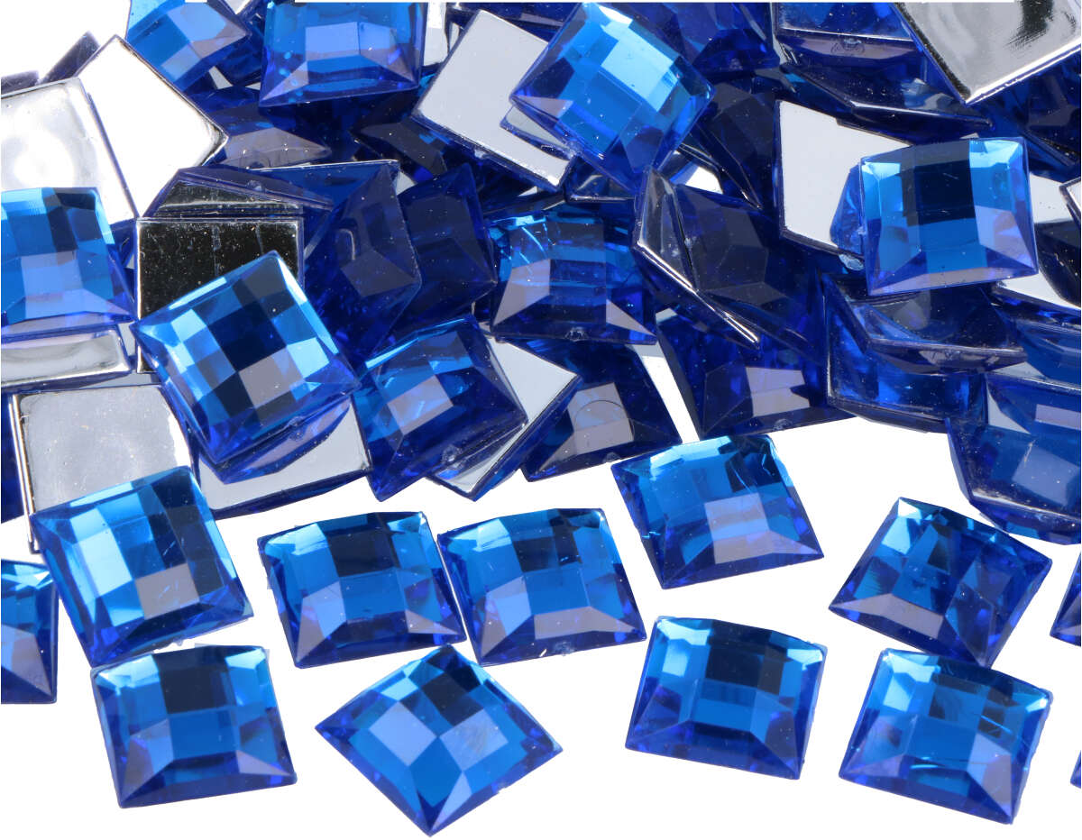 Z2151604 Gemas decorativas acrilicas cuadrado azul 16x16mm 500u Aprox Innspiro