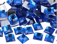 Z2151604 Gemas decorativas acrilicas cuadrado azul 16x16mm 500u Aprox Innspiro - Ítem