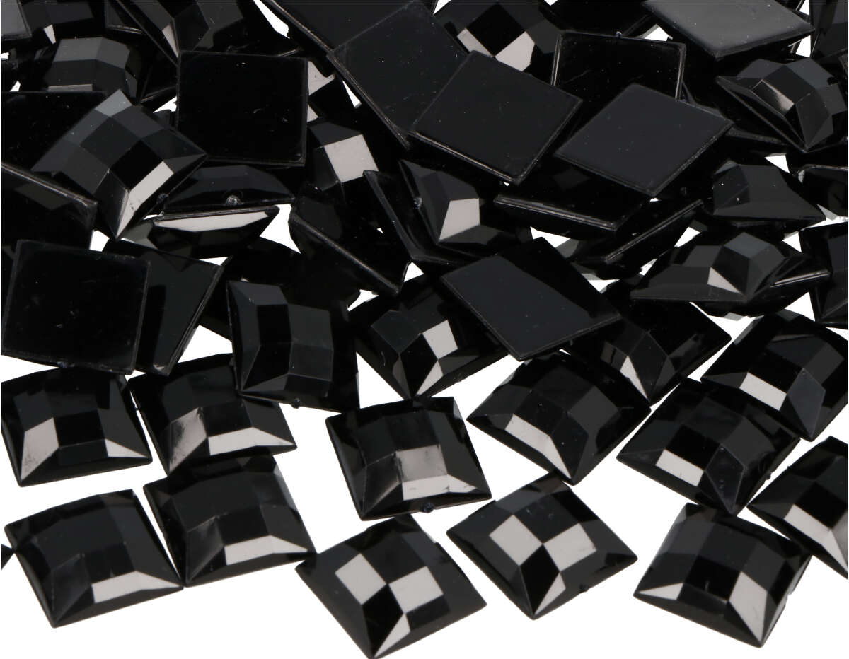 Z2151606 Gemas decorativas acrilicas cuadrado negro opaco 16x16mm 500u Aprox Innspiro