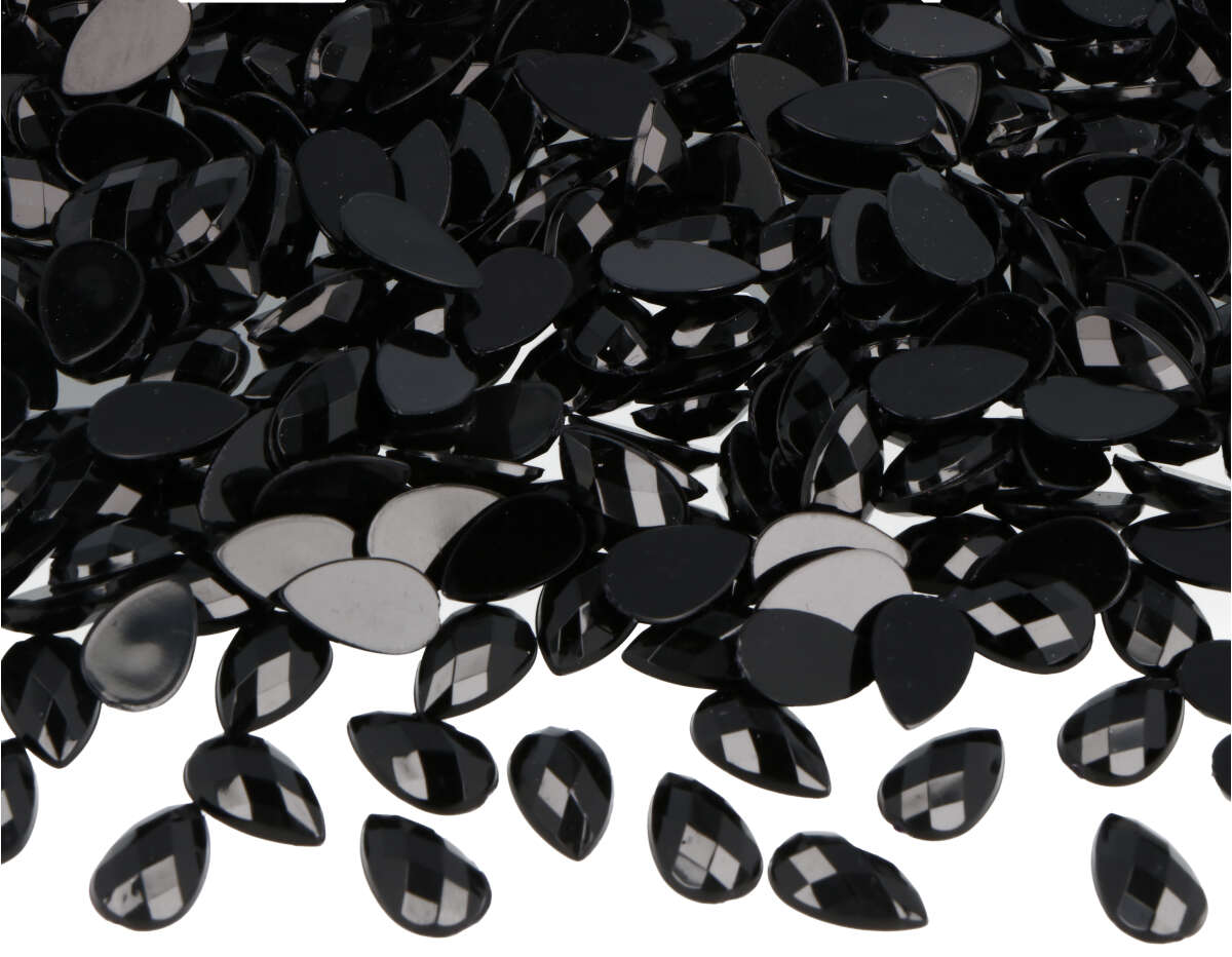 Z2201306 Gemmes decoratives acryliques goutte noir opaque 8x13mm 2000u Innspiro