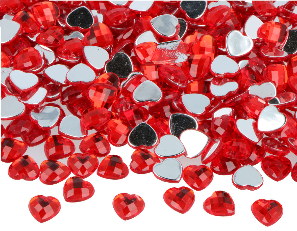 Z2301001 Gemas decorativas acrilicas corazon rojo 10x10mm 1000u Aprox Innspiro