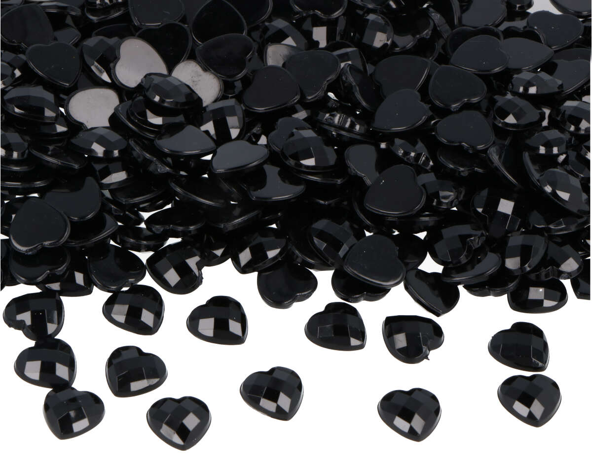 Z2301006 Gemas decorativas acrilicas corazon negro opaco 10x10mm 1000u Aprox Innspiro