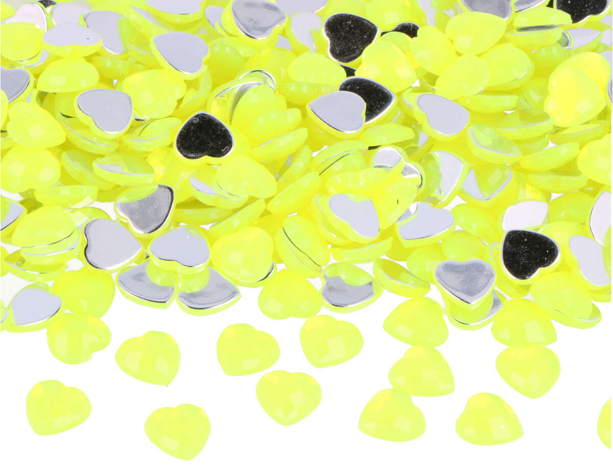 Z2301007 Gemmes decoratives acryliques coeur jaune fluor 10x10mm 1000u Innspiro