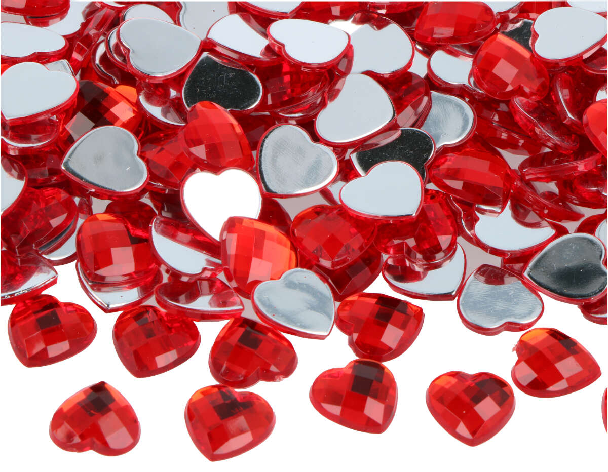 Z2301401 Gemas decorativas acrilicas corazon rojo 14x14mm 500u Aprox Innspiro