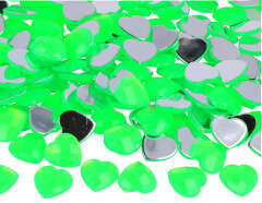 Z2301409 Gemas decorativas acrilicas corazon verde fluor 14x14mm 500u Aprox Innspiro - Ítem