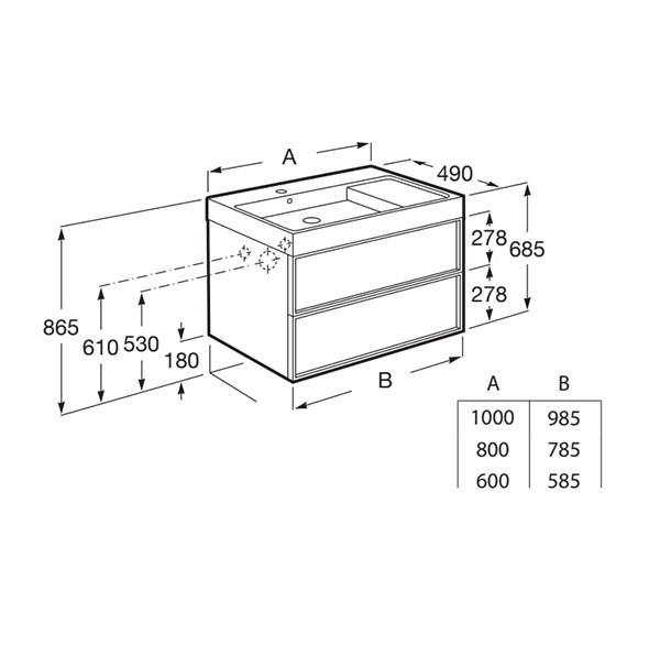 Mueble de baño 2 cajones Unik Inspira Roca - Ítem1