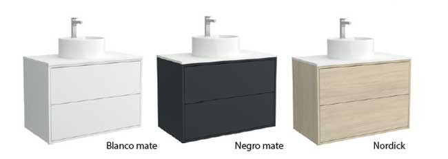 Conjunto mueble de baño OPTIMUS 1000 NEGRO MATE + Lavabo + Espejo + Aplique
