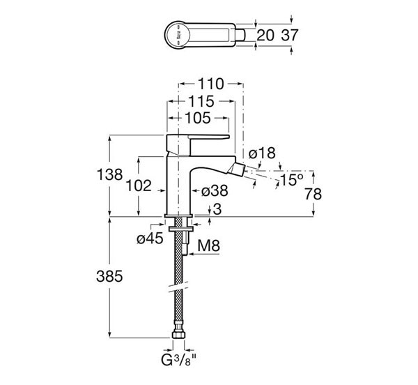 Grifo Bidé Targa cuerpo liso Roca - Ítem1