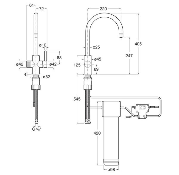 Grifo Cocina Aquafy® curvo 2 vías Roca - Ítem1