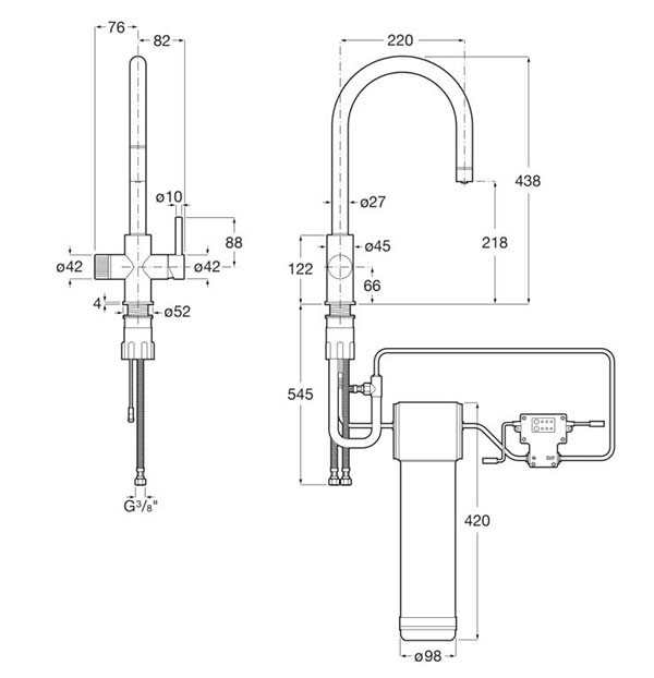Grifo Cocina Aquafy ® extraíble 2 vías Roca - Ítem1