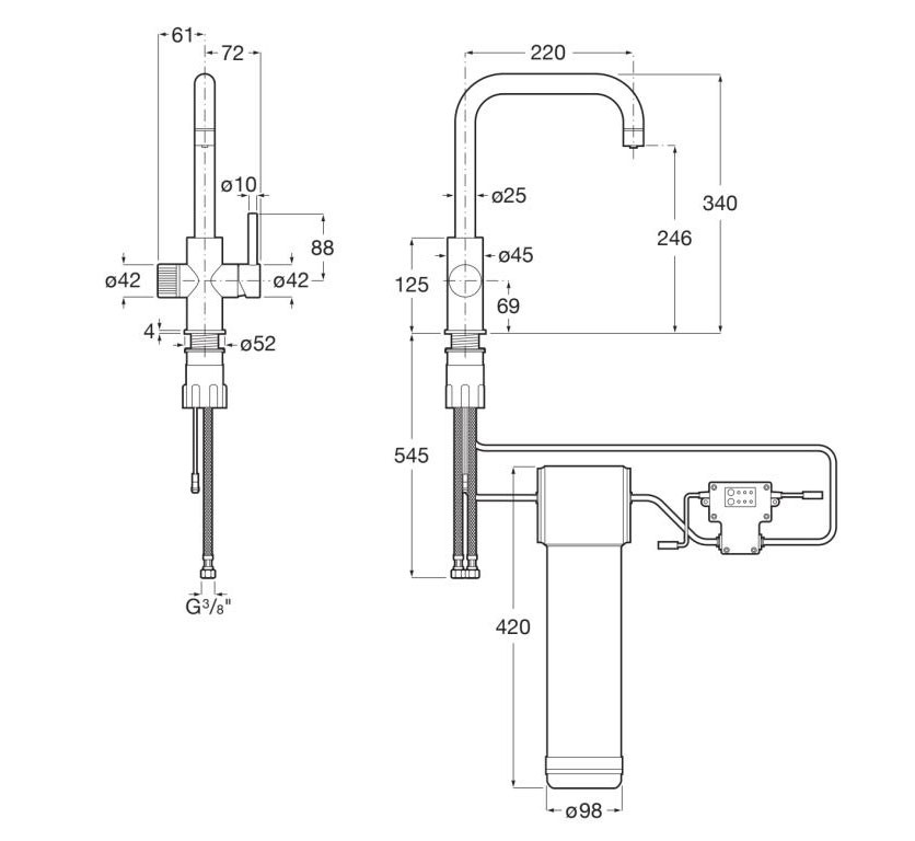 Grifo Cocina Aquafy ® recto 2 vías Roca - Ítem1