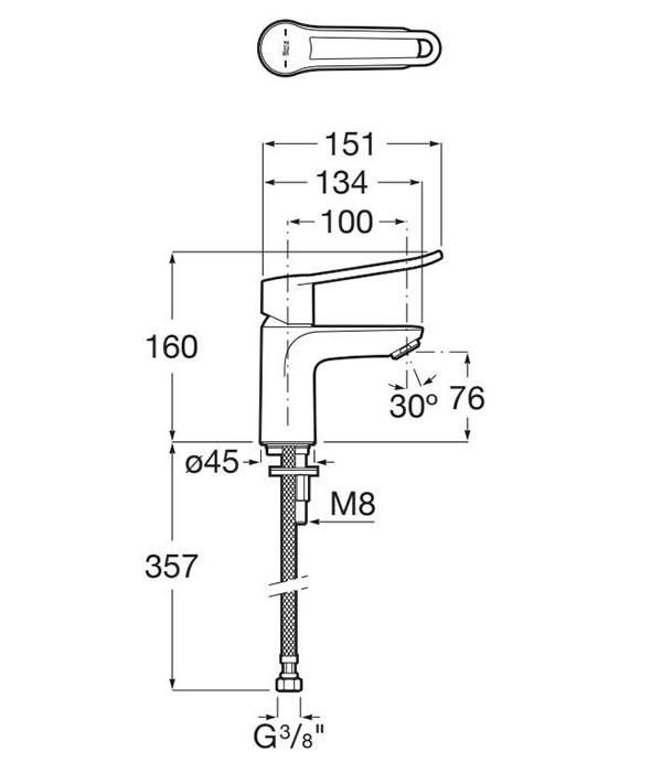 Grifo lavabo maneta alargada Victoria Pro Roca - Ítem1