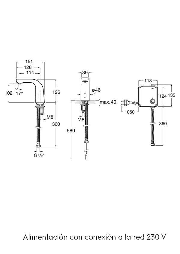 Grifería electrónica para lavabo (un agua) L20-E Roca - Ítem2