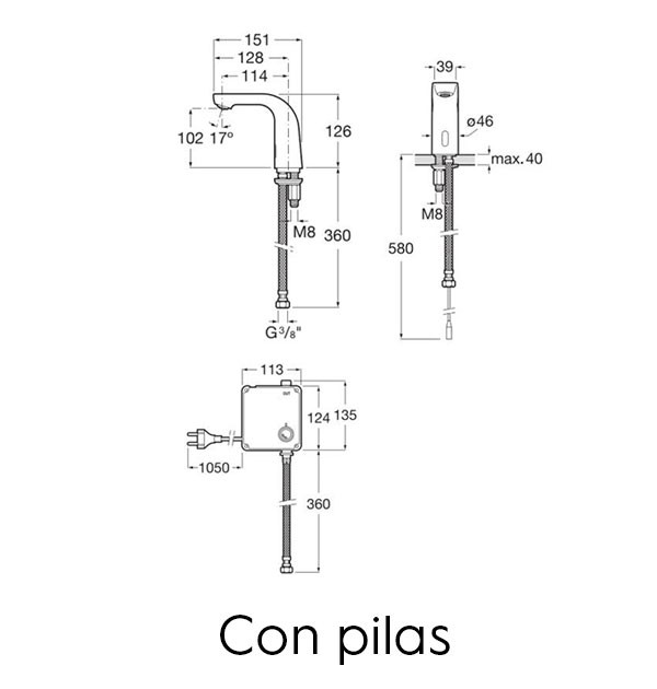 Grifería electrónica premezcla para lavabo L20-E Roca - Ítem1