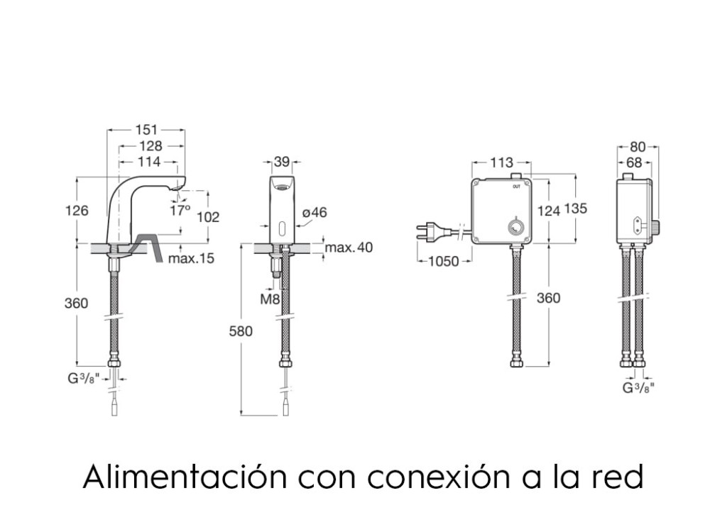 Grifería electrónica premezcla para lavabo L20-E Roca - Ítem2
