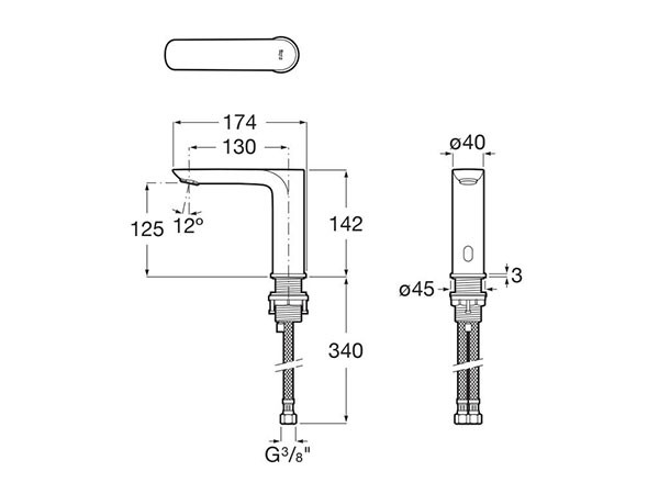 Grifería electrónica para lavabo (un agua) Cala-E Roca - Ítem1