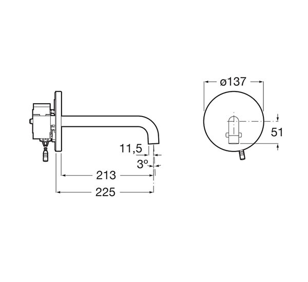 Grifería electrónica mural para lavabo (un agua) Sentronic-E Roca - Ítem1