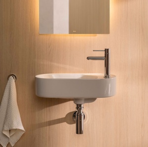 Lavabo asimétrico mural compacto Meridian Roca
