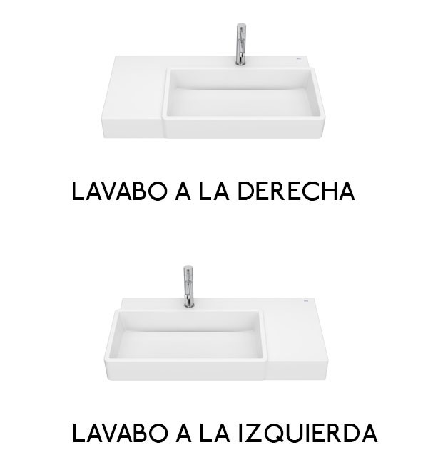 Lavabo asimétrico mural con cubeta Tura Roca - Ítem2