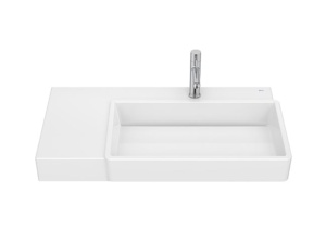 Lavabo asimétrico mural con cubeta Tura Roca