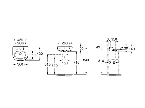 Lavabo para pedestal o semipedestal Meridian Roca - Ítem3