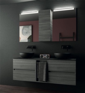 Mueble de baño con lavabo y espejo Sand gris 90x46 cm