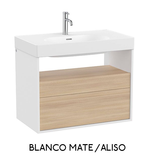 Mueble base para lavabo Meridian Roca - 2 cajones y estante abierto - Ítem6