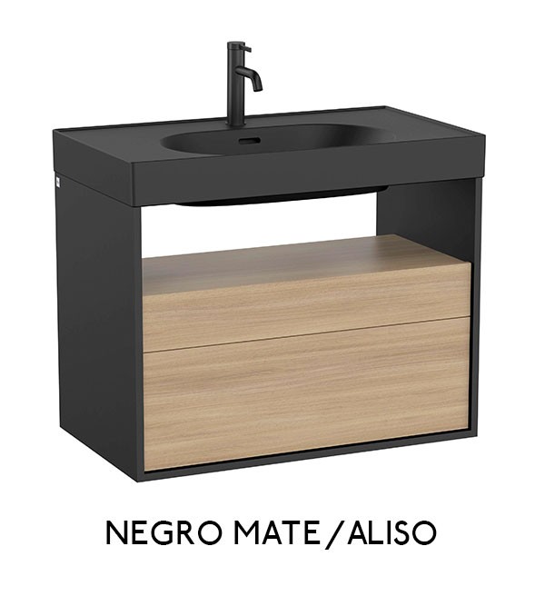Mueble base para lavabo Meridian Roca - 2 cajones y estante abierto - Ítem5