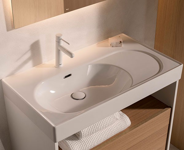 Mueble base para lavabo Meridian Roca - 2 cajones y estante abierto - Ítem11