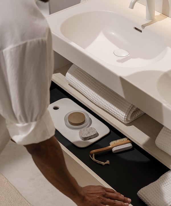 Mueble base para lavabo Meridian Roca - 2 cajones y estante abierto - Ítem9