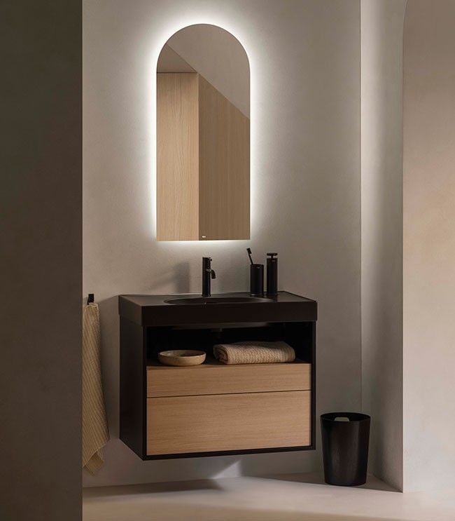 Mueble base para lavabo Meridian Roca - 2 cajones y estante abierto