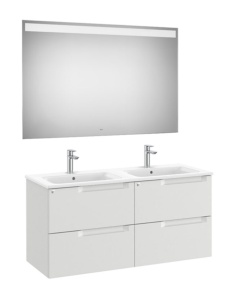 005302 - Mueble de baño suspendido 120 LIA Noce con inserciones de cristal  espejo Fumè y lavabo 