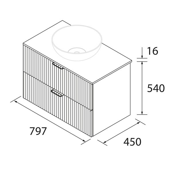 Mueble de baño Biba 2 cajones lavabo de posar Salgar - Ítem2