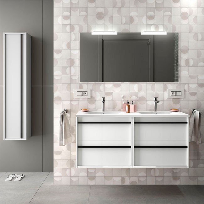 Mueble con lavabo, espejo y aplique led Optimus de Salgar 120 cm