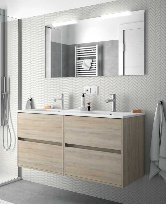 Muebles de baño Taiti 120 cm blanco o negro doble fregadero de