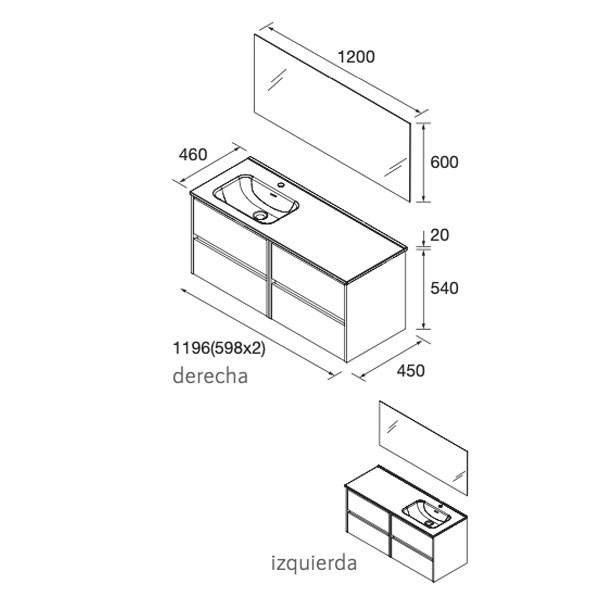 Mueble de baño Noja Salgar 1200 desplazado - Ítem1