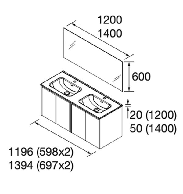 Mueble de baño Noja Salgar Conjunto mueble 4 puertas - Ítem1